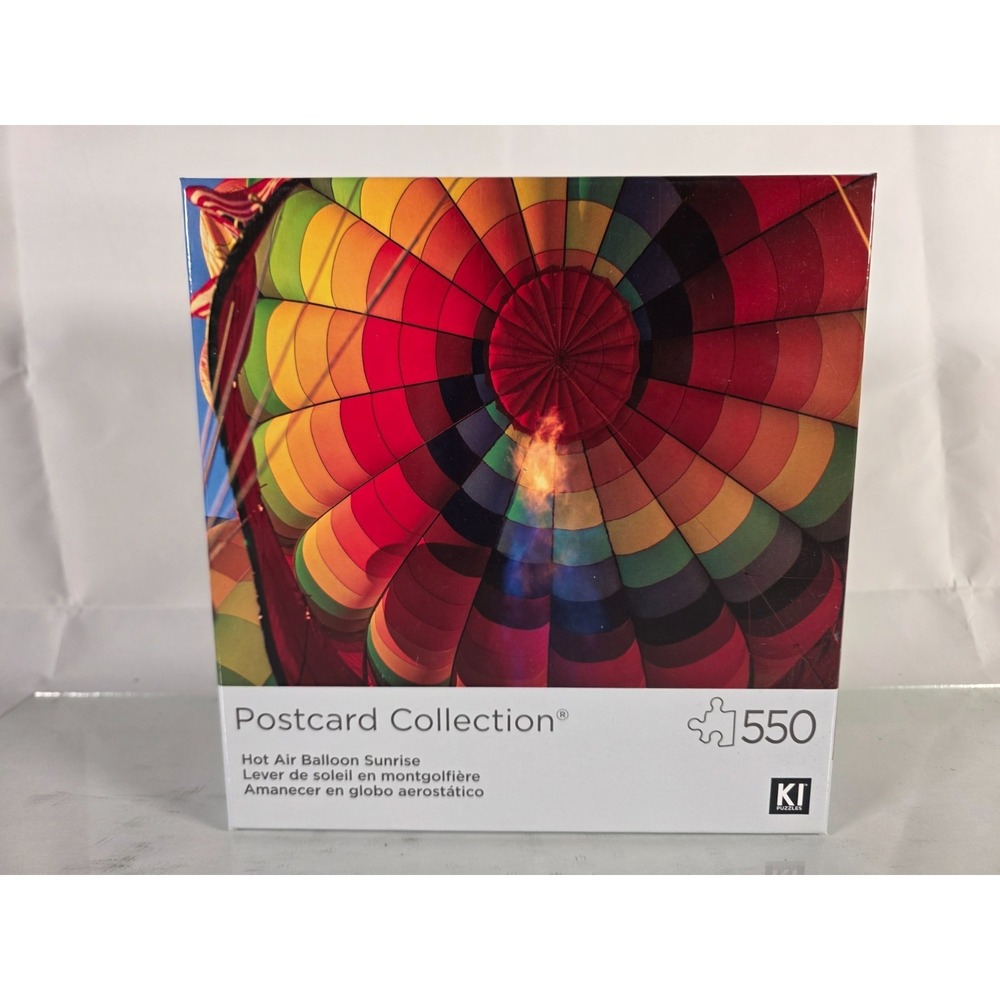 Jigsaw Puzzle 550 Piece Rainbow‎ Colored Hot Air Balloon Sunrise w/ Poster NEW